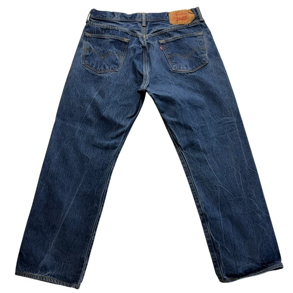 Levi's 501 Acid Wash Blue Button Fly Straight Leg 100% Cotton Jeans  36x30‎ #336 - Picture 3 of 11